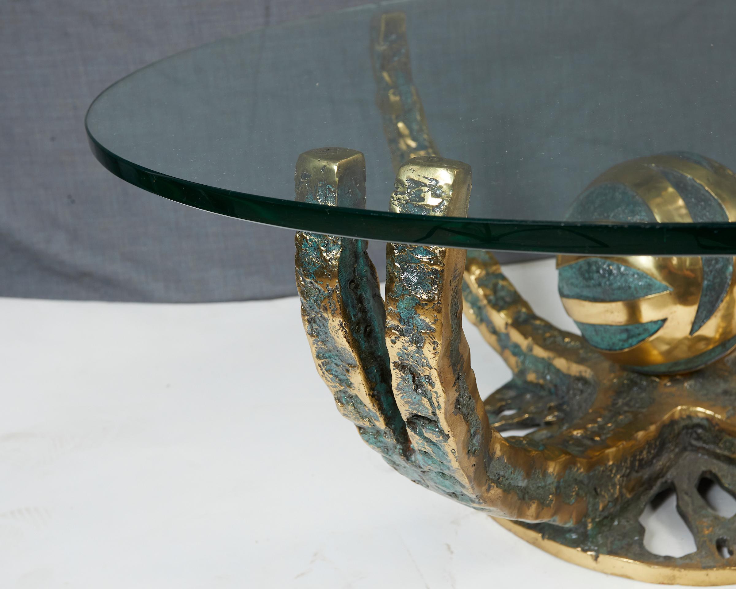 Couchtisch „Octo“ aus polierter und patinierter Bronze von Henri Fernandez im Angebot 3