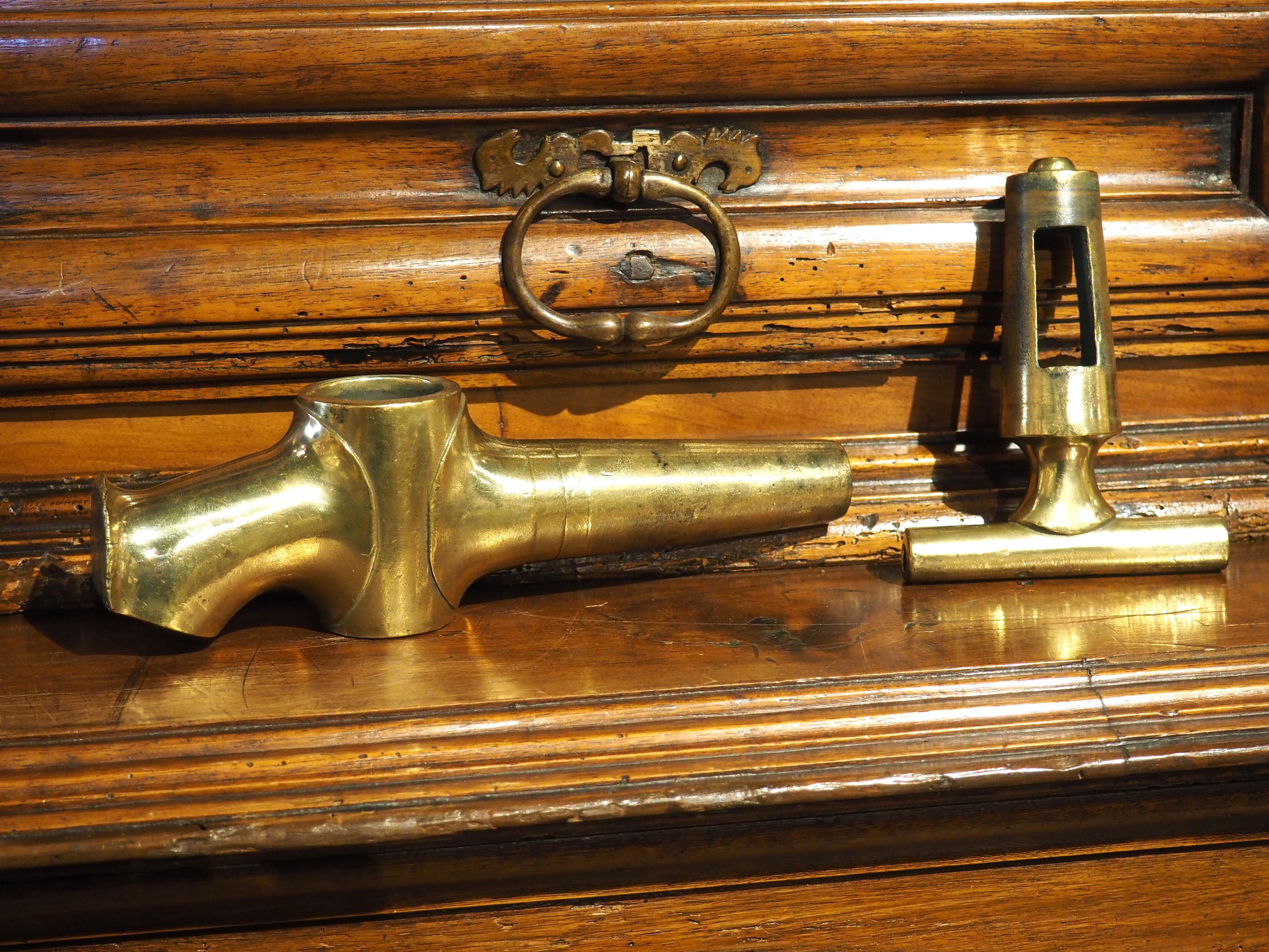 Polished Antique Bronze Wine Barrel Spout from France In Good Condition For Sale In Dallas, TX
