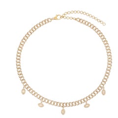 Polished Baguette Diamond 14K (or 18k upon request) Yellow Gold Link Necklace