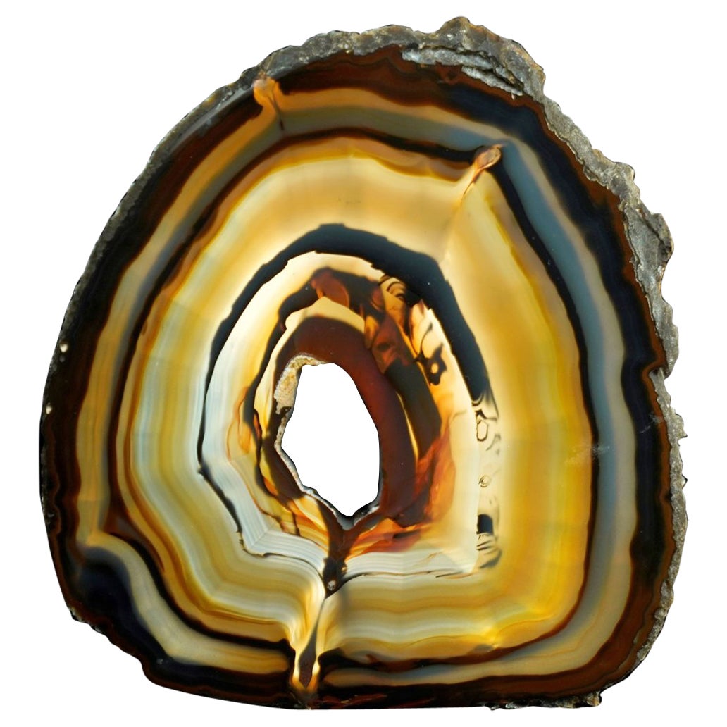 Polished Banded Agate Slice – Natural Home Decor