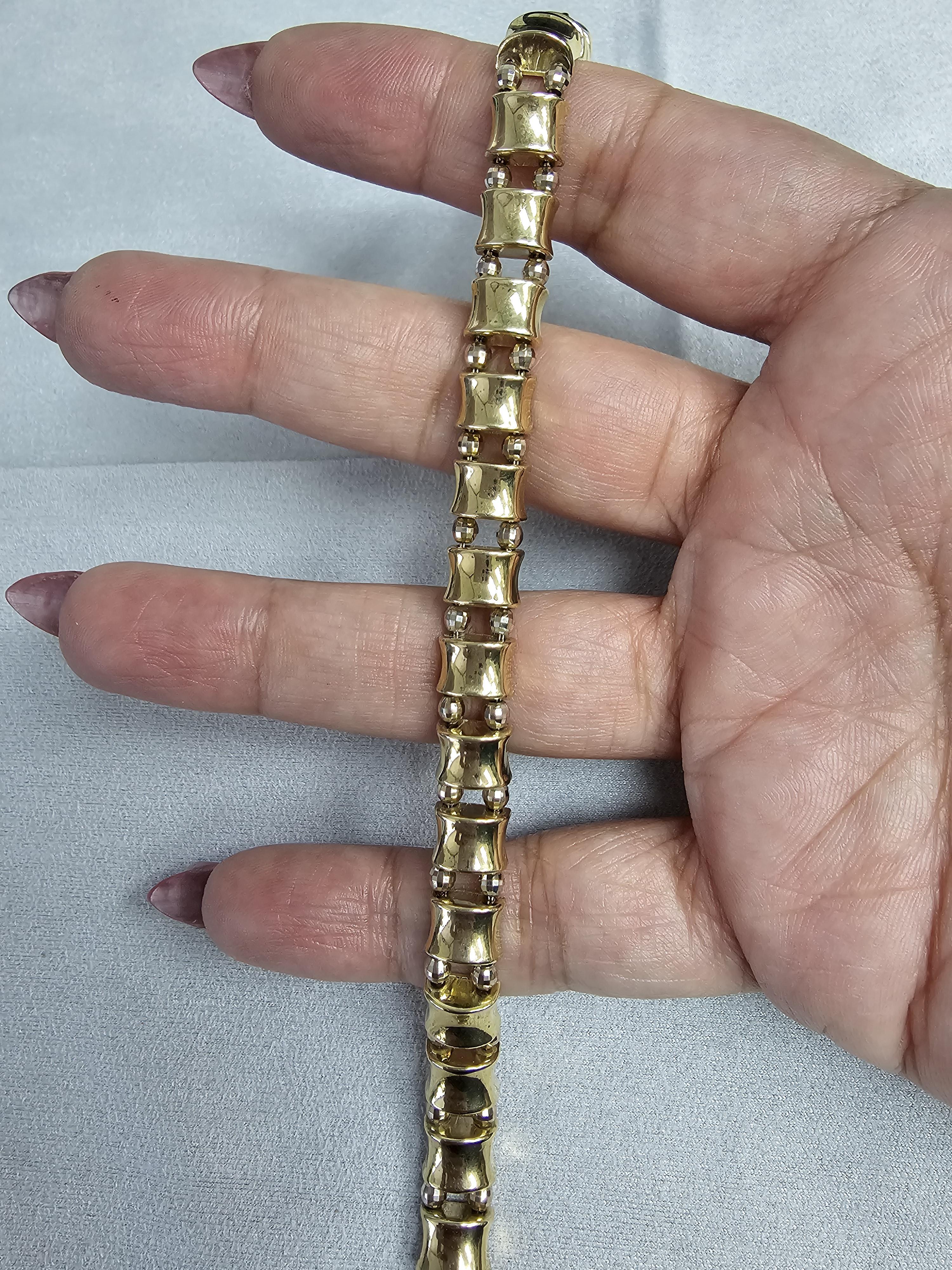 Femenino o masculino Barra Pulida con Acentos Corte Diamante Oro Amarillo 14k en venta