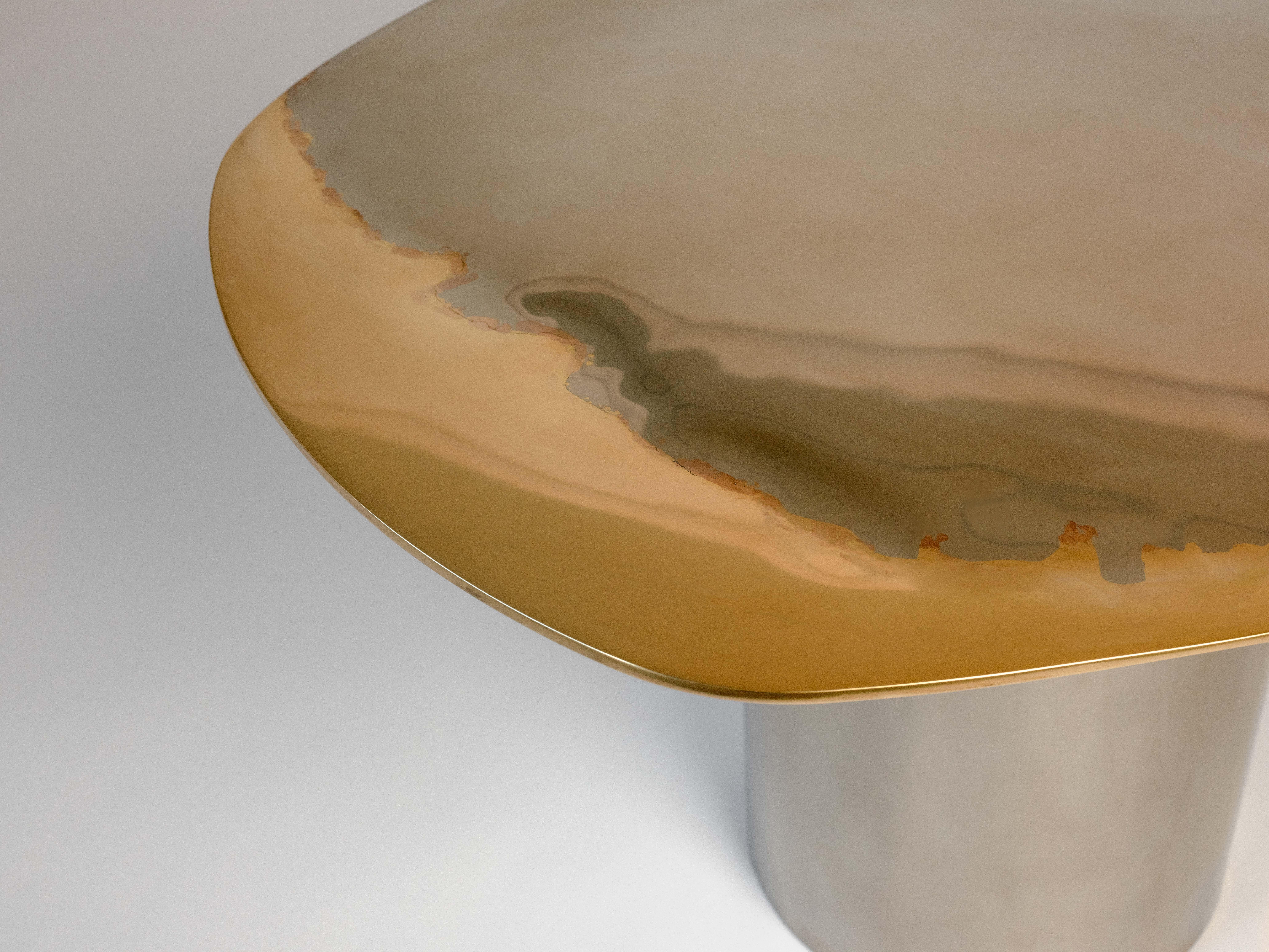 Polished Brass Stainless Steel Set of Transition Side Tables For Sale 1