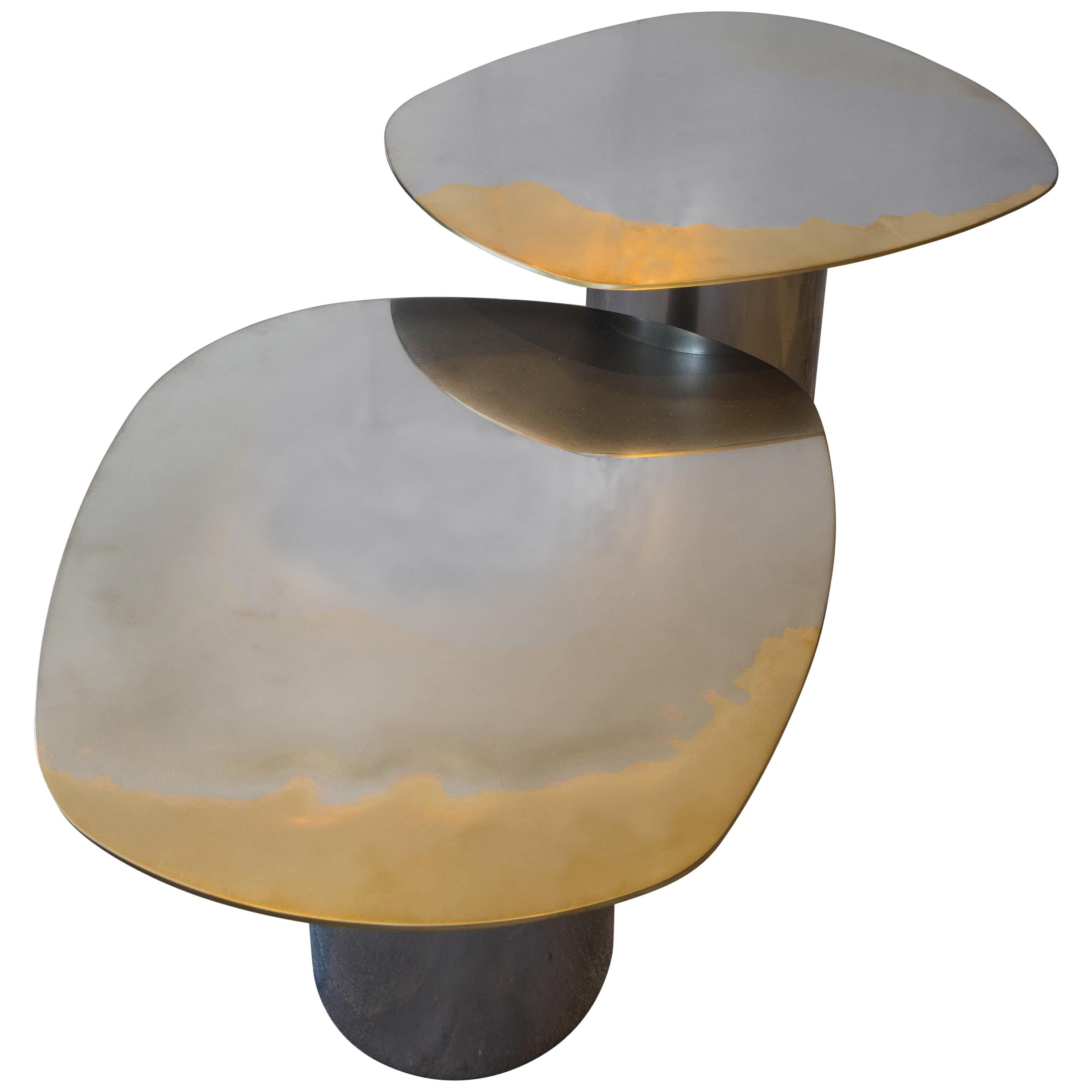 Polished Bimetal  Brass Stainless-Steel Transition Nesting Table by Corinna Warm