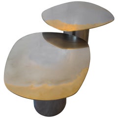 Polished Bimetal  Brass Stainless-Steel Transition Nesting Table by Corinna Warm