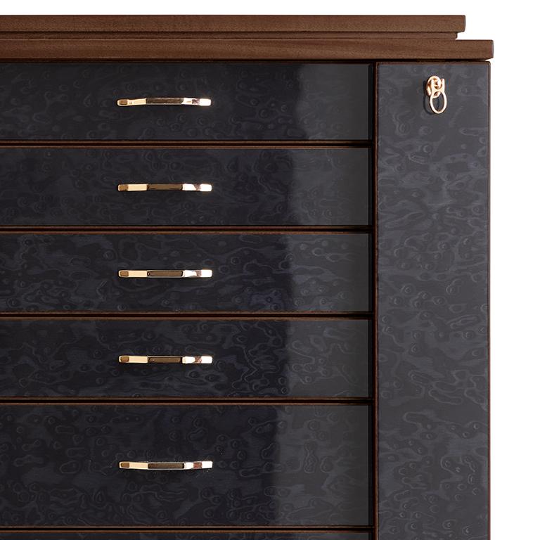 Polished Black Jewel Box in Maple and Mahogany by Agresti In New Condition For Sale In New York, NY