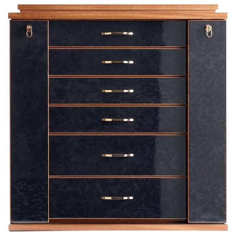 Polished Black Jewel Box in Maple and Mahogany