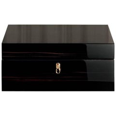 Agresti Polished Black Jewel Box with Gold-Plated Hardware 
