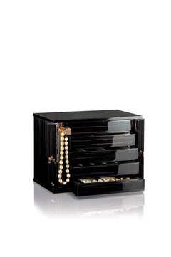 Scrigno Jewell nero lucido con hardware placcato in oro