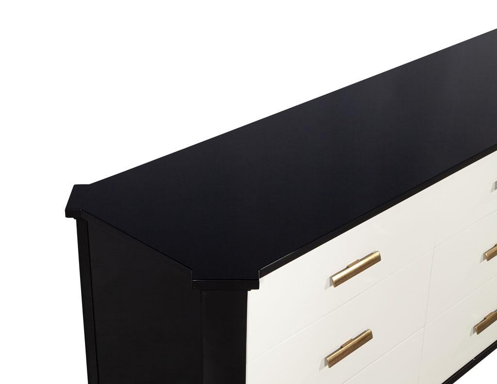 Polished Black Lacquered Sideboard by Baker Furniture Facet Cabinet For Sale 3