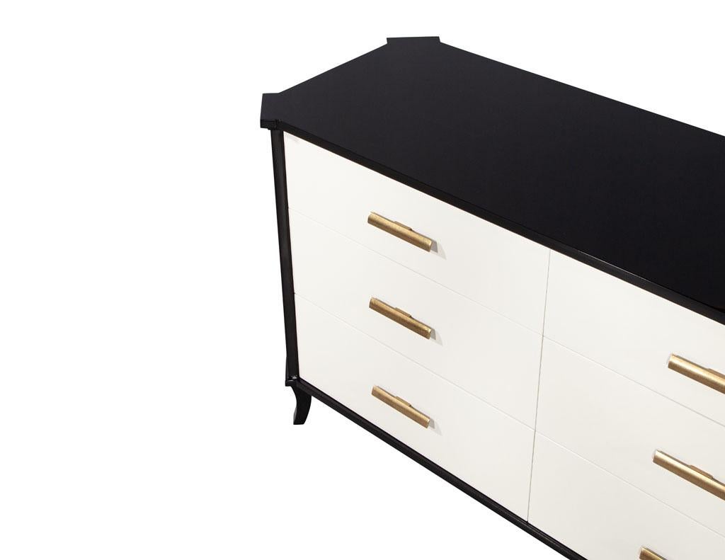 Polished Black Lacquered Sideboard by Baker Furniture Facet Cabinet For Sale 6