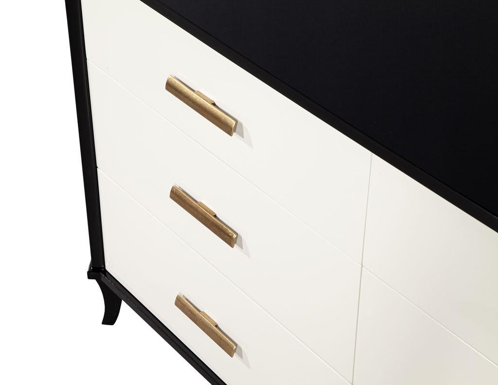 Polished Black Lacquered Sideboard by Baker Furniture Facet Cabinet For Sale 7