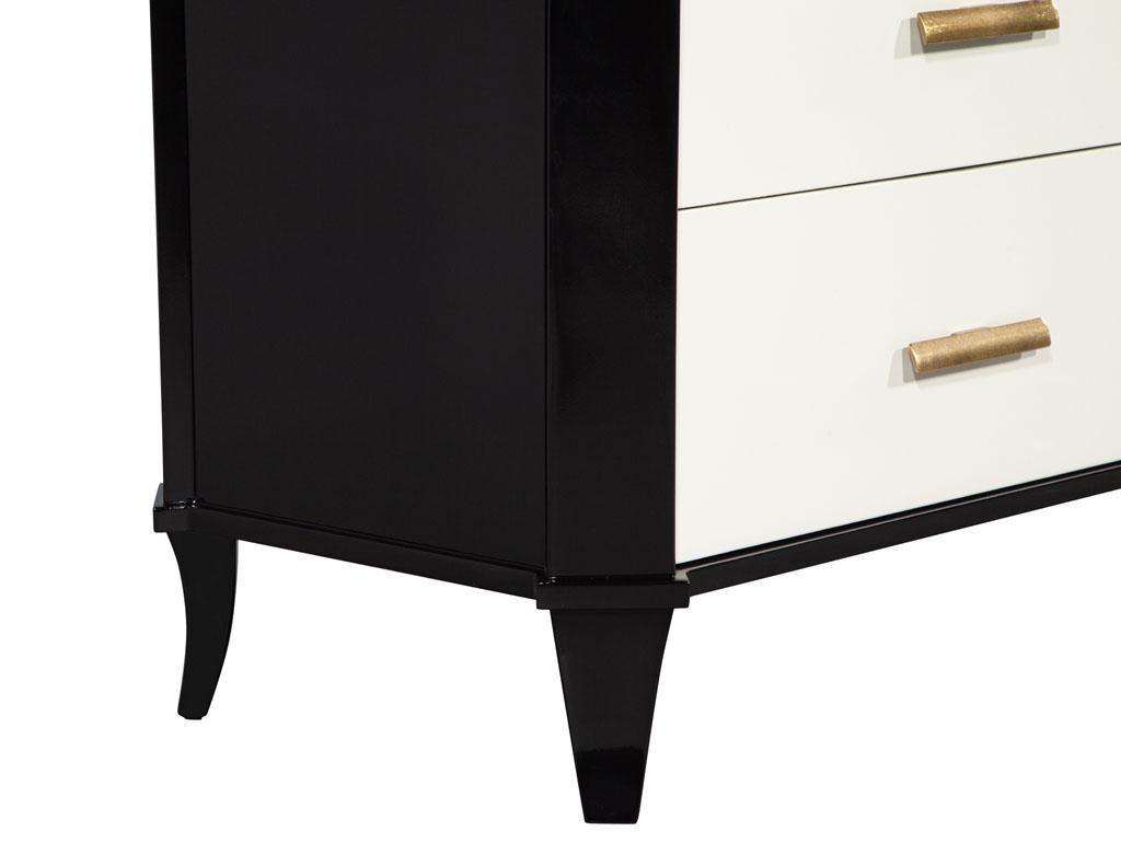 Polished Black Lacquered Sideboard by Baker Furniture Facet Cabinet For Sale 10