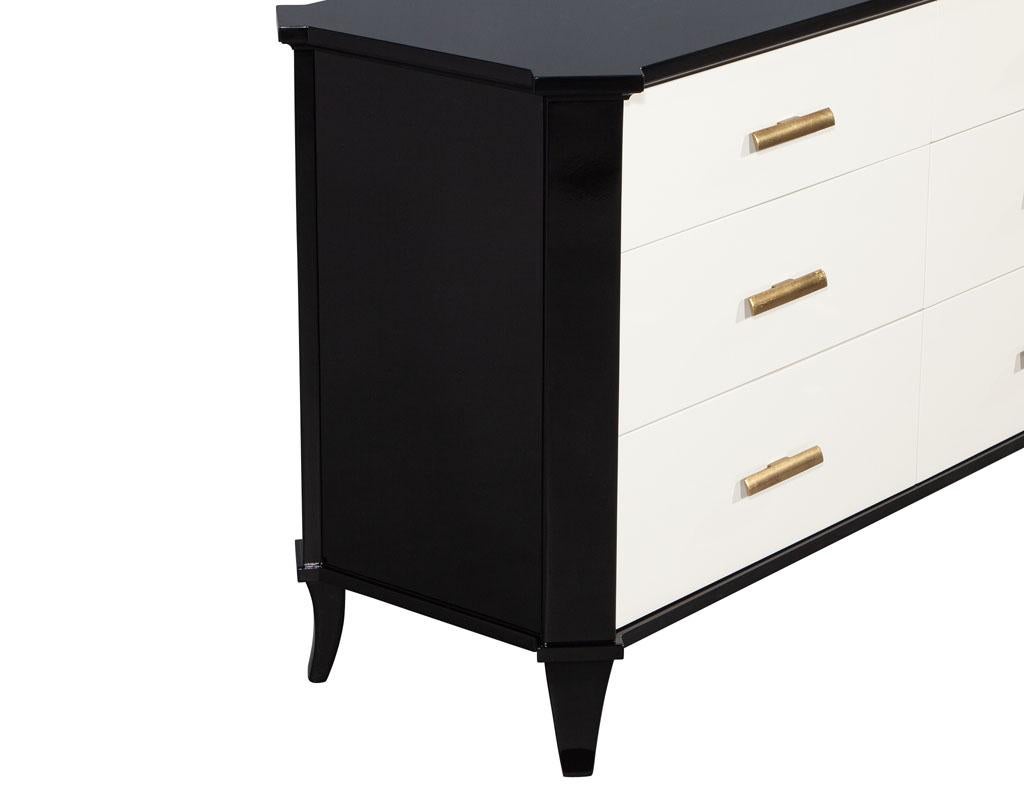 Polished Black Lacquered Sideboard by Baker Furniture Facet Cabinet For Sale 2