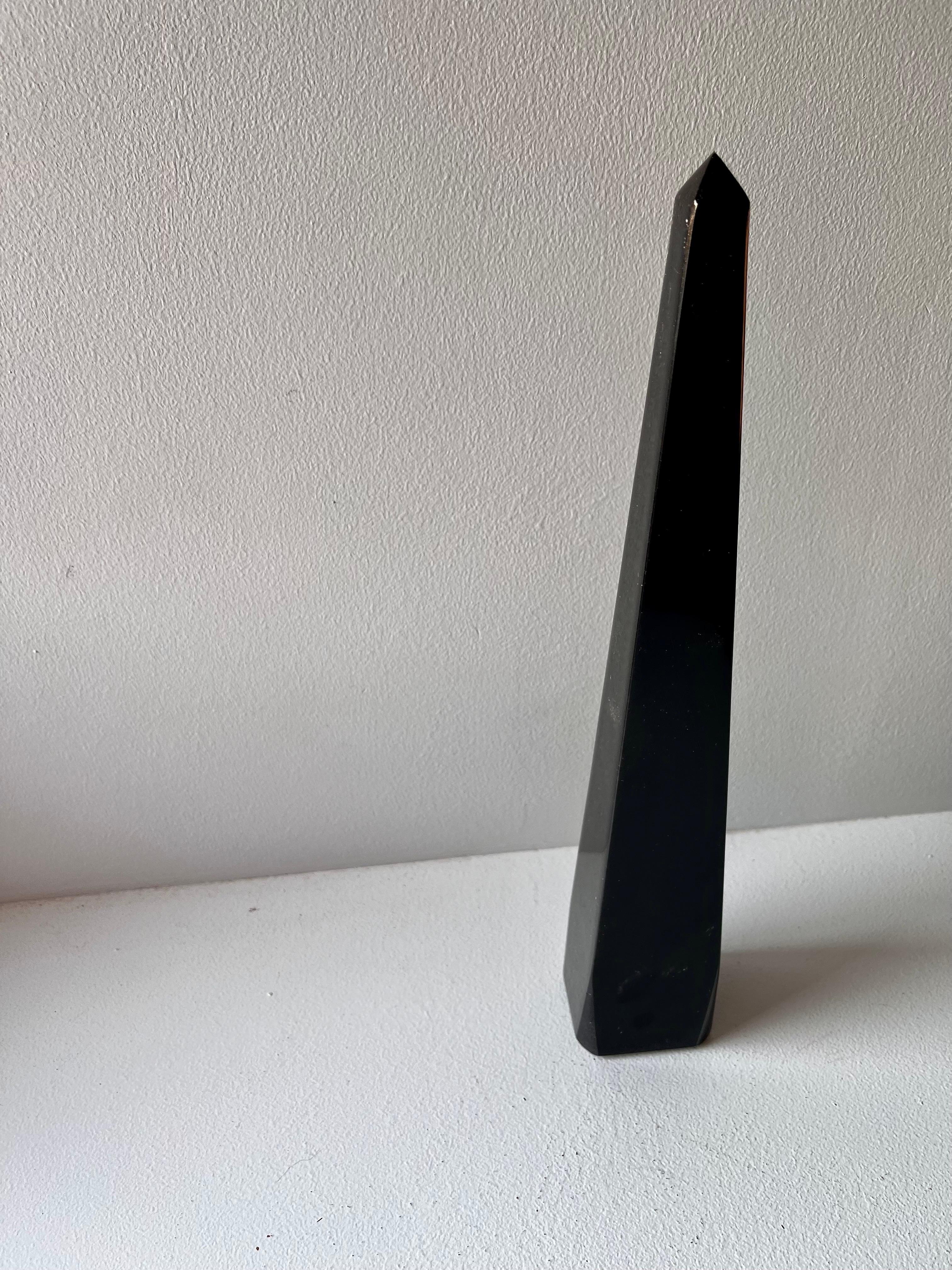 Mid-Century Modern Polished Black Marble Obelisk, Italy For Sale