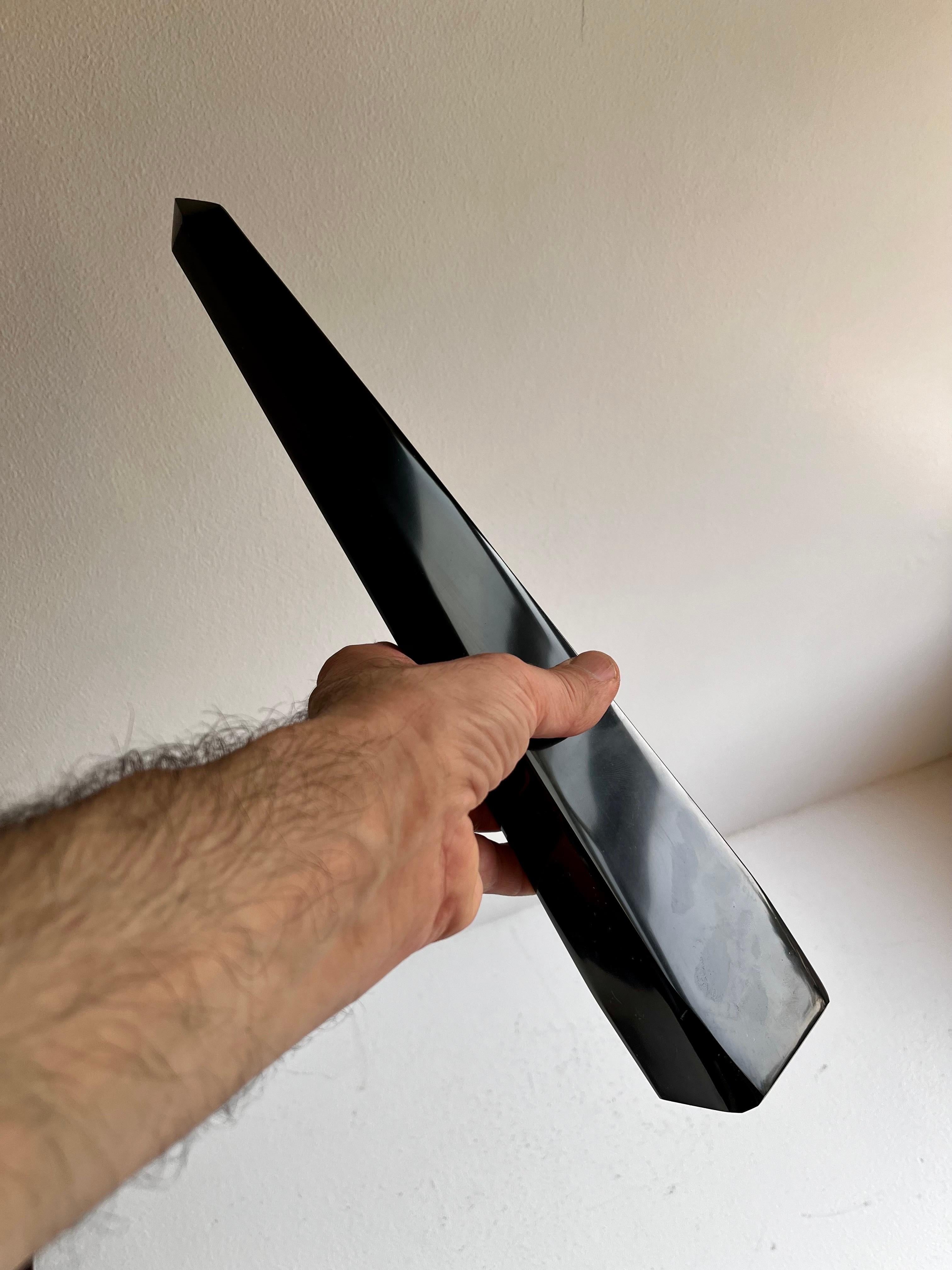 20th Century Polished Black Marble Obelisk, Italy For Sale