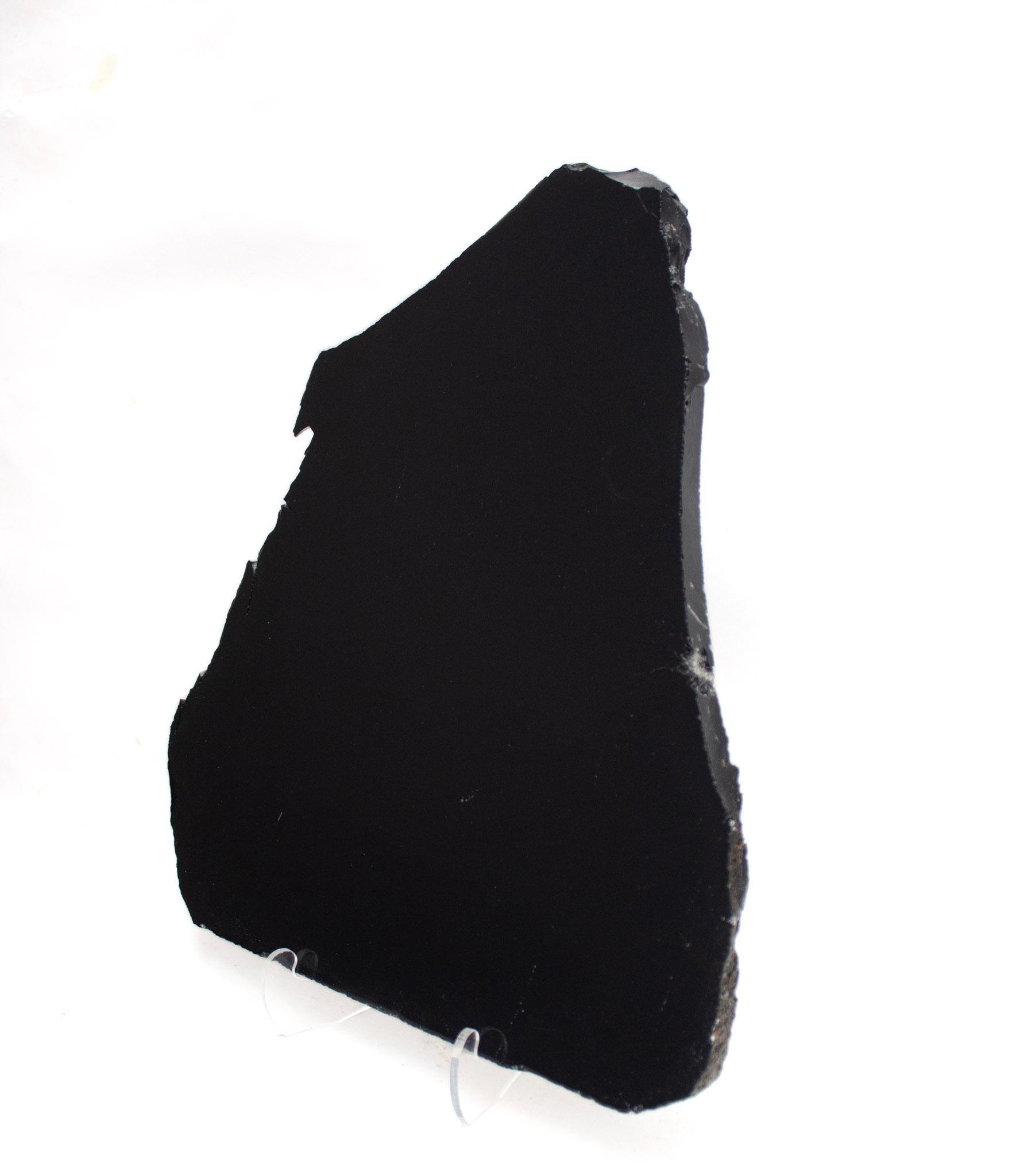 Organic Modern Polished Black Obsidian Mirror