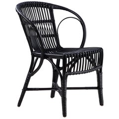 Schwarz polierter Rattan Robert Wengler Indoor Sessel von Sika Design