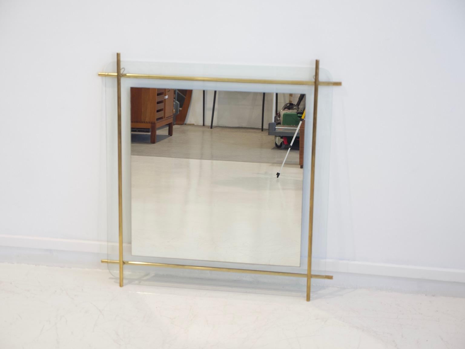 Polished Brass and Crystal Console Table with a Wall Mirror 9