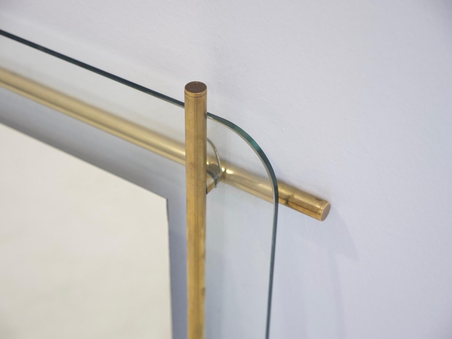Polished Brass and Crystal Console Table with a Wall Mirror 10