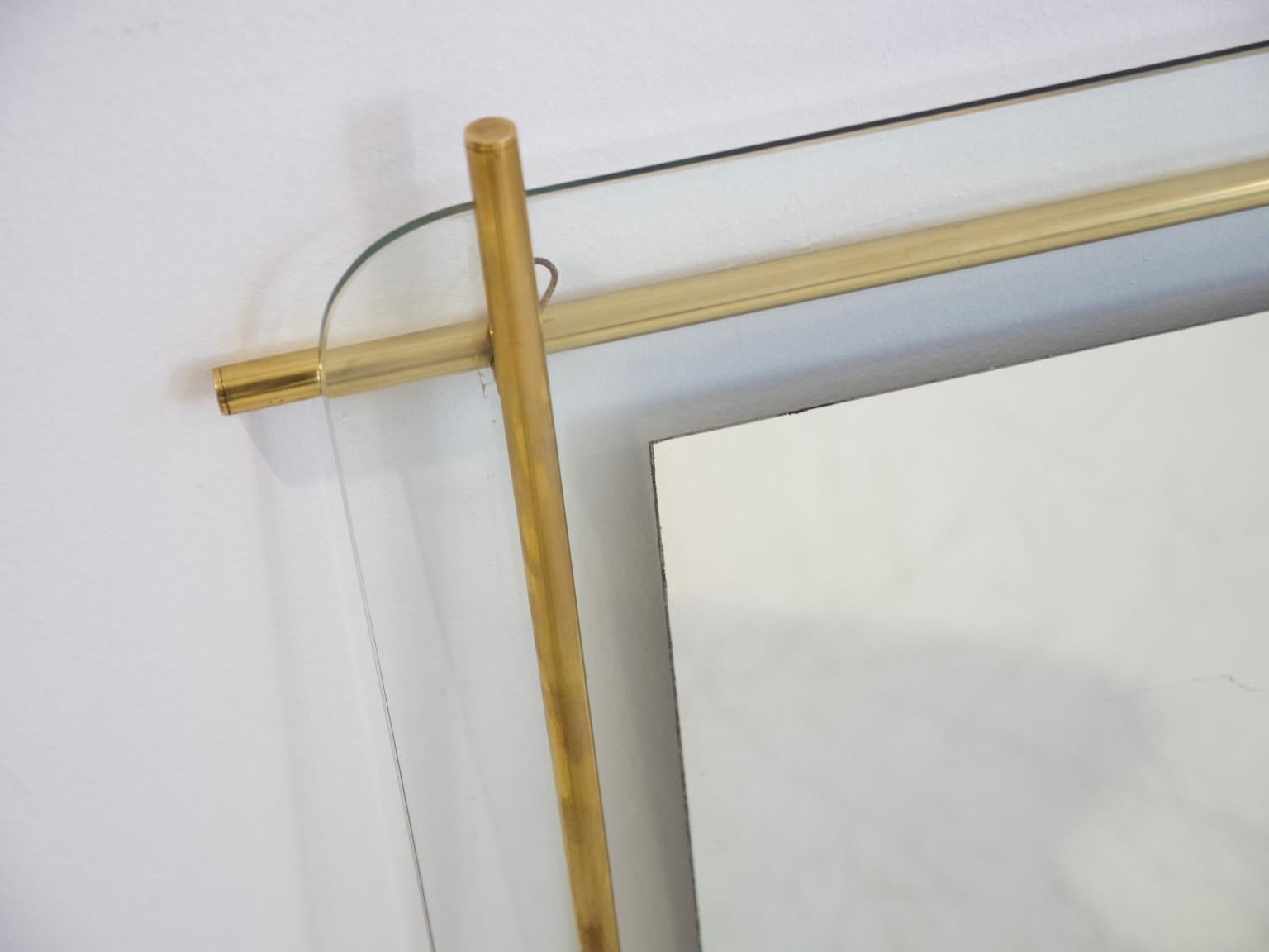 Polished Brass and Crystal Console Table with a Wall Mirror 11