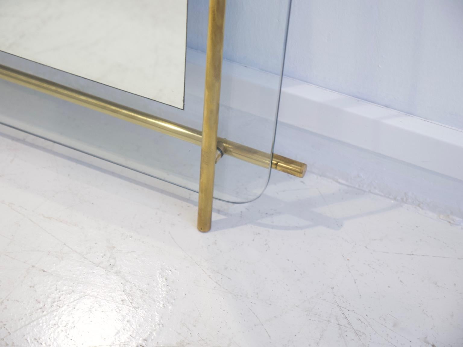 Polished Brass and Crystal Console Table with a Wall Mirror 13