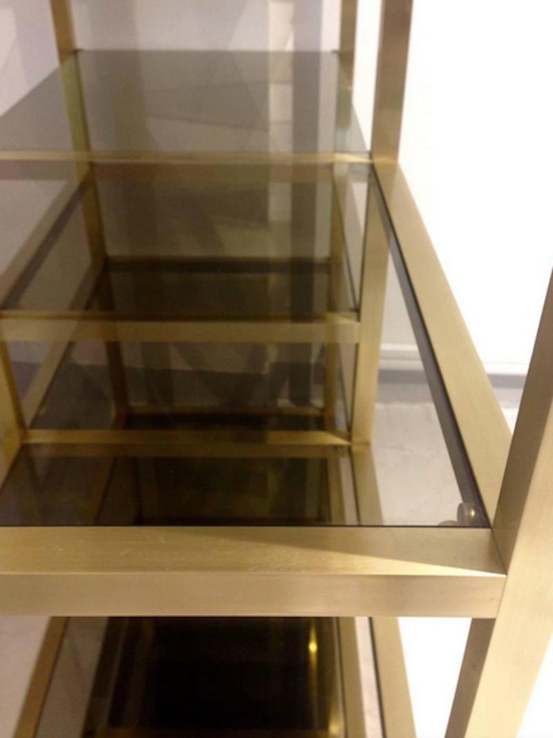 Polished Brass and Glass Shelving Attributed to Romeo Rega 4