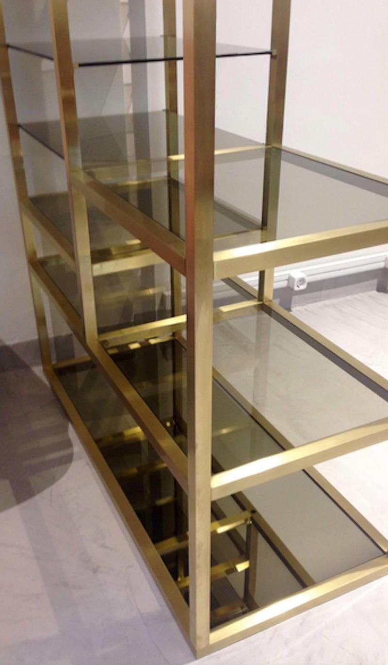 Polished Brass and Glass Shelving Attributed to Romeo Rega 3