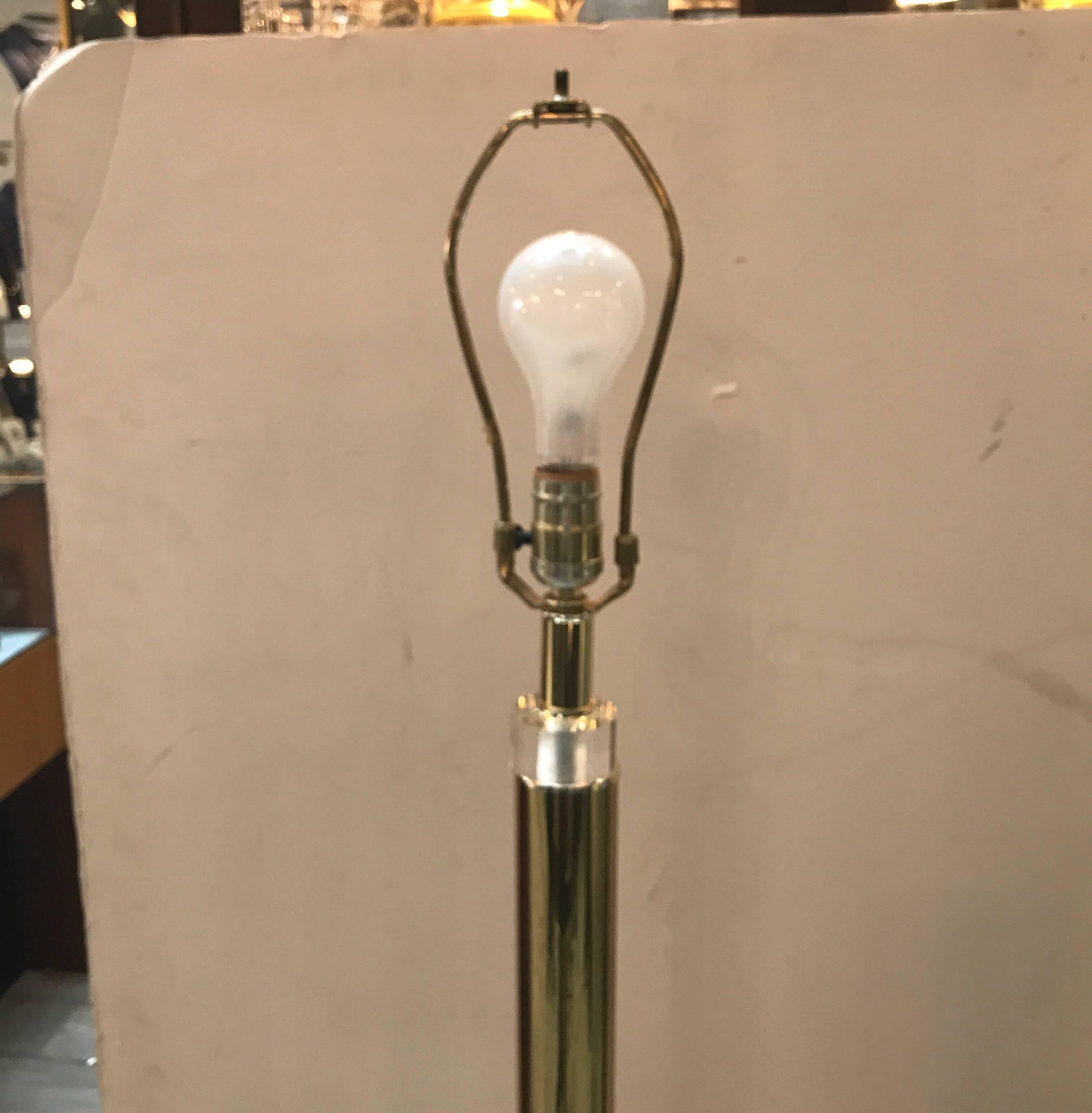Polished Brass and Lucite Floor Lamp Hansen Style 4