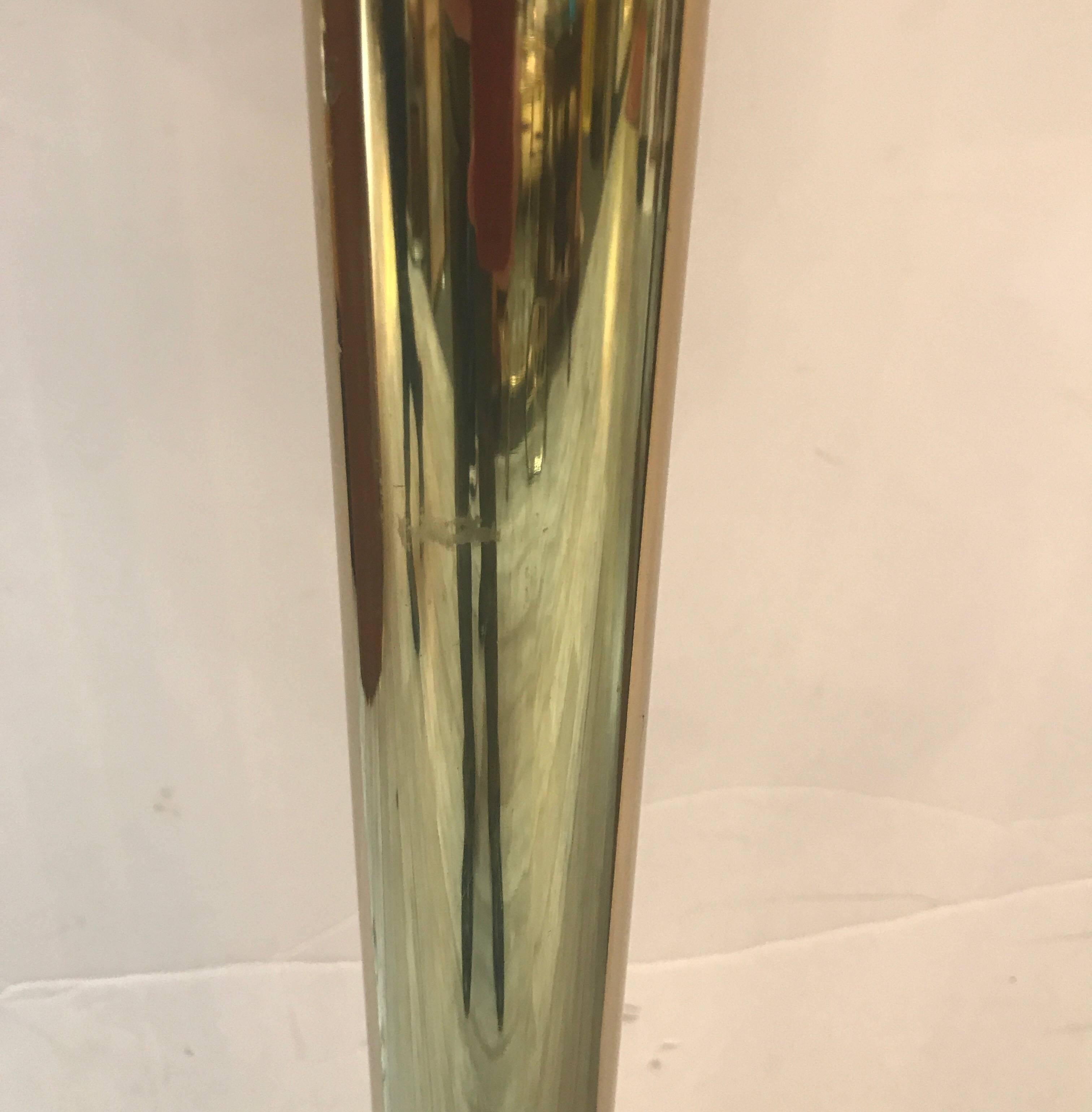 Polished Brass and Lucite Floor Lamp Hansen Style 1