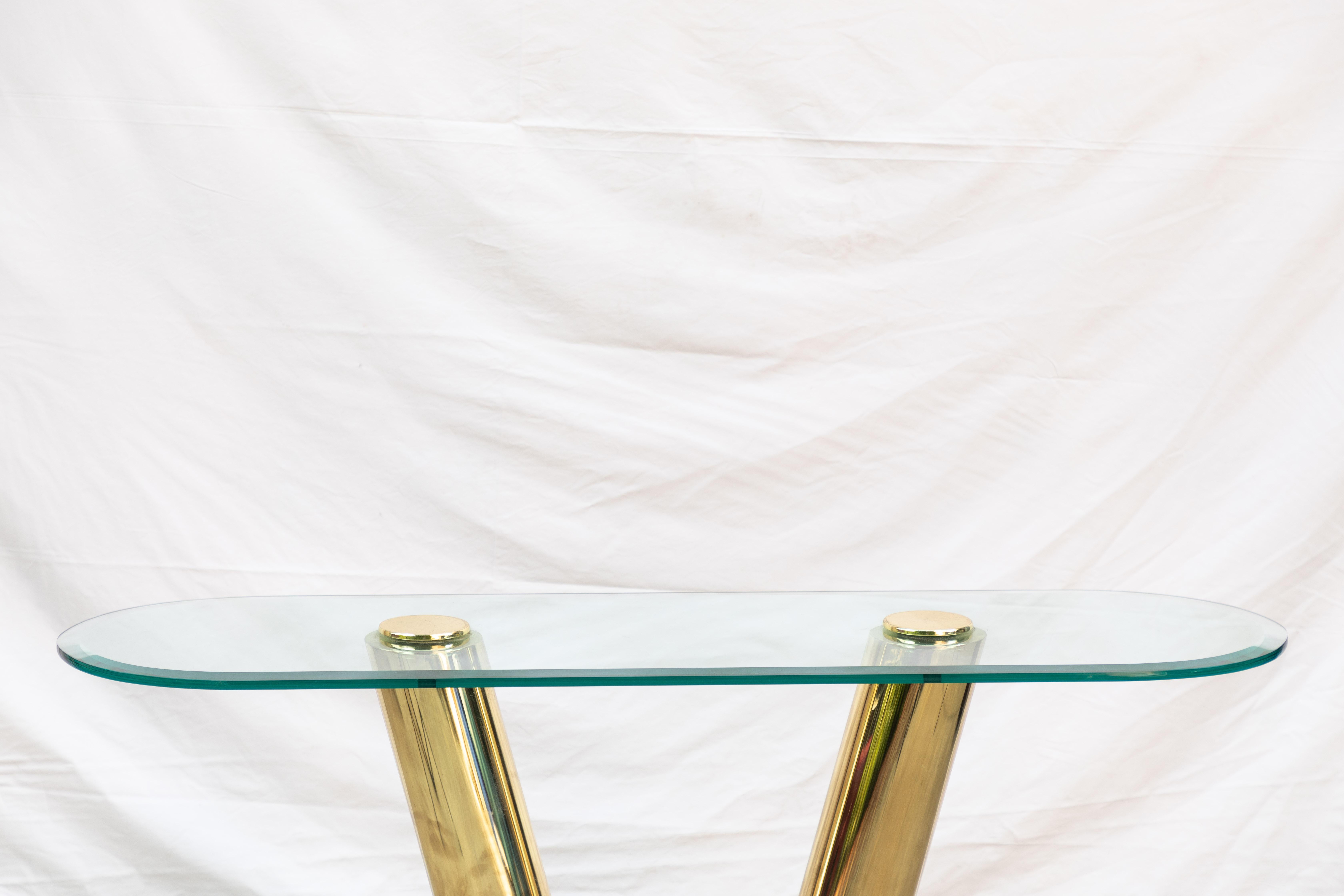 Polished Brass and Marble Console Table in the Manner of Pace In Good Condition In Pasadena, CA