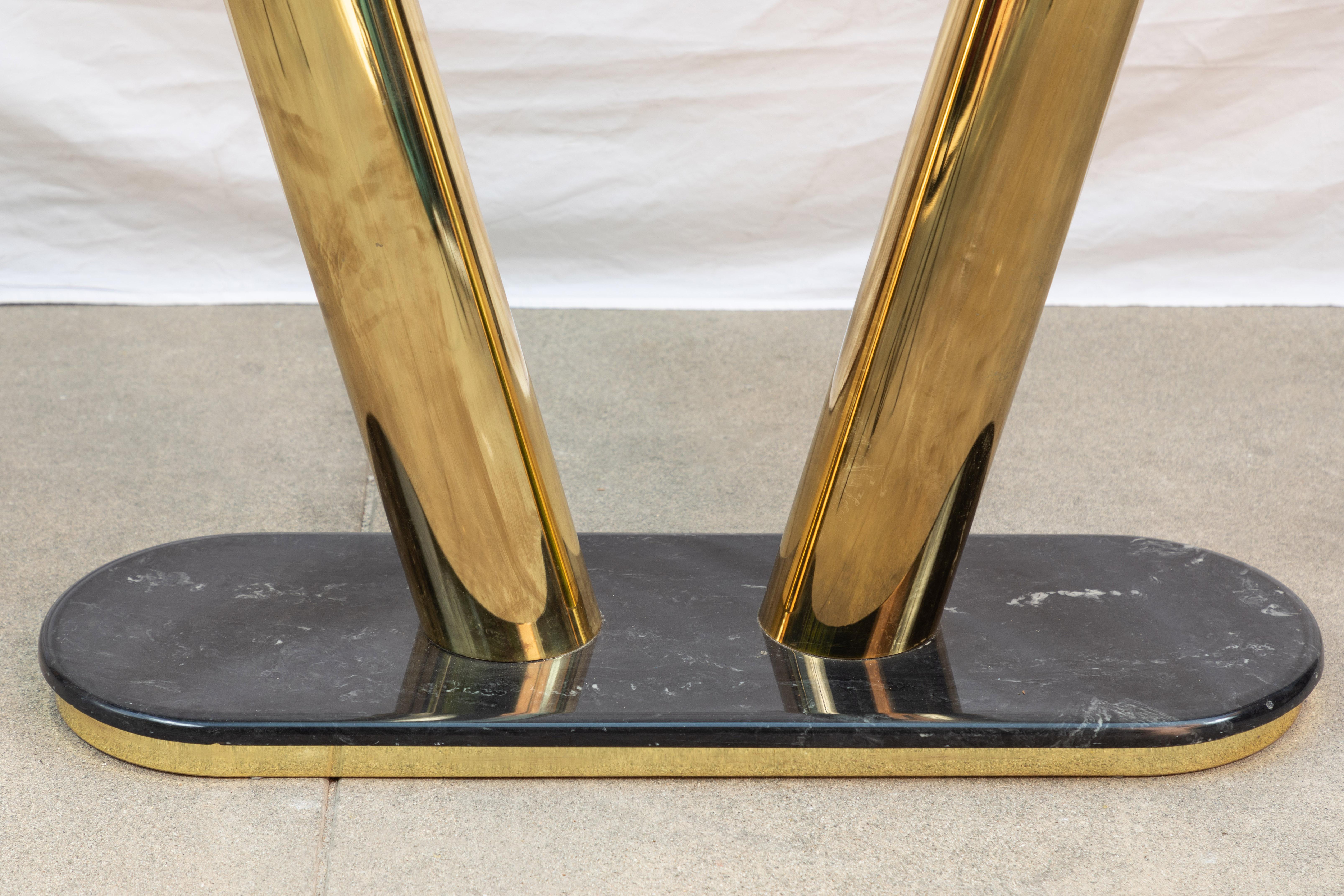 Late 20th Century Polished Brass and Marble Console Table in the Manner of Pace