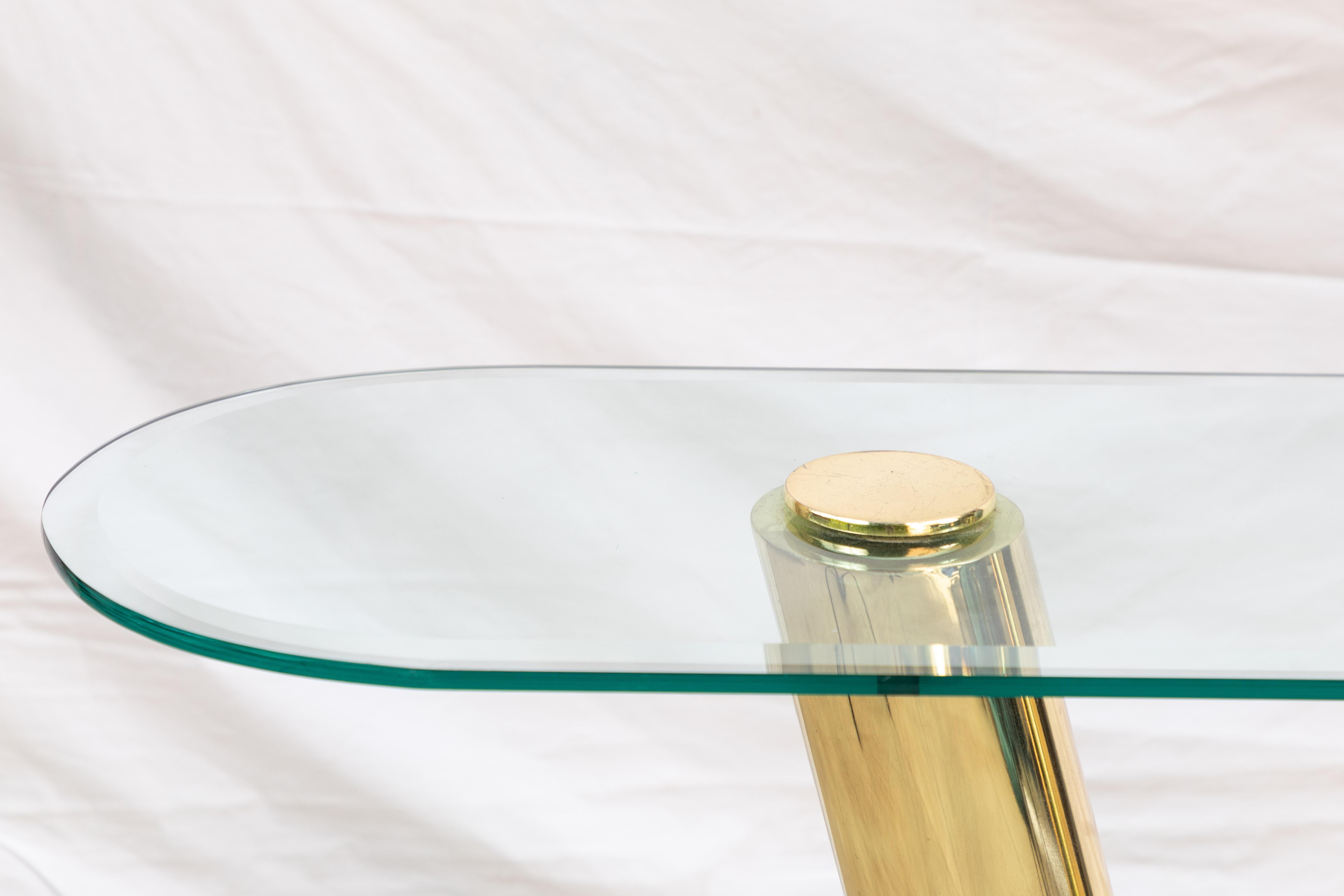 Polished Brass and Marble Console Table in the Manner of Pace 1