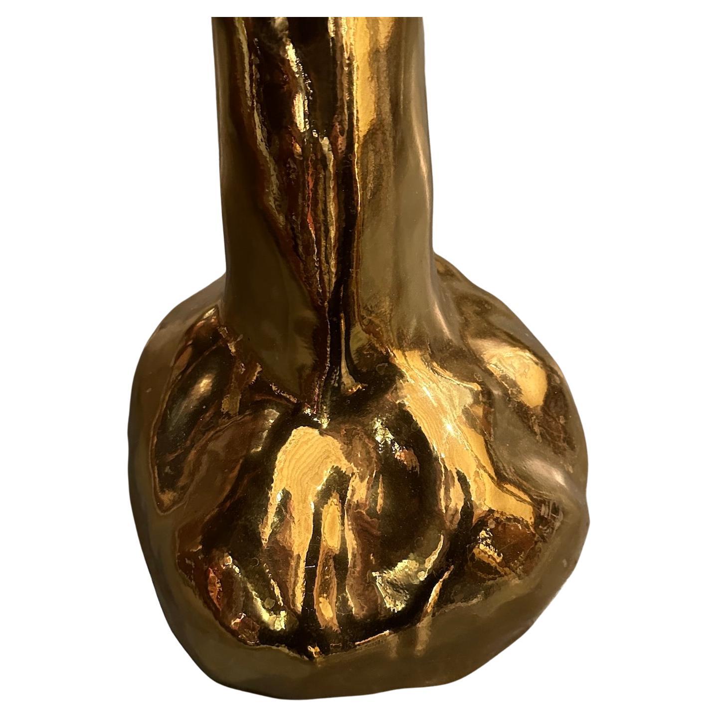 Poli Table d'appoint en laiton poli et cristal de roche en vente