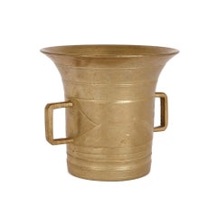 Polished Brass Antique Pestle and Mortar Set