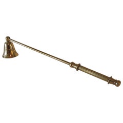 Polished Brass Articulated Candle Snuffer with Ribbed Handle