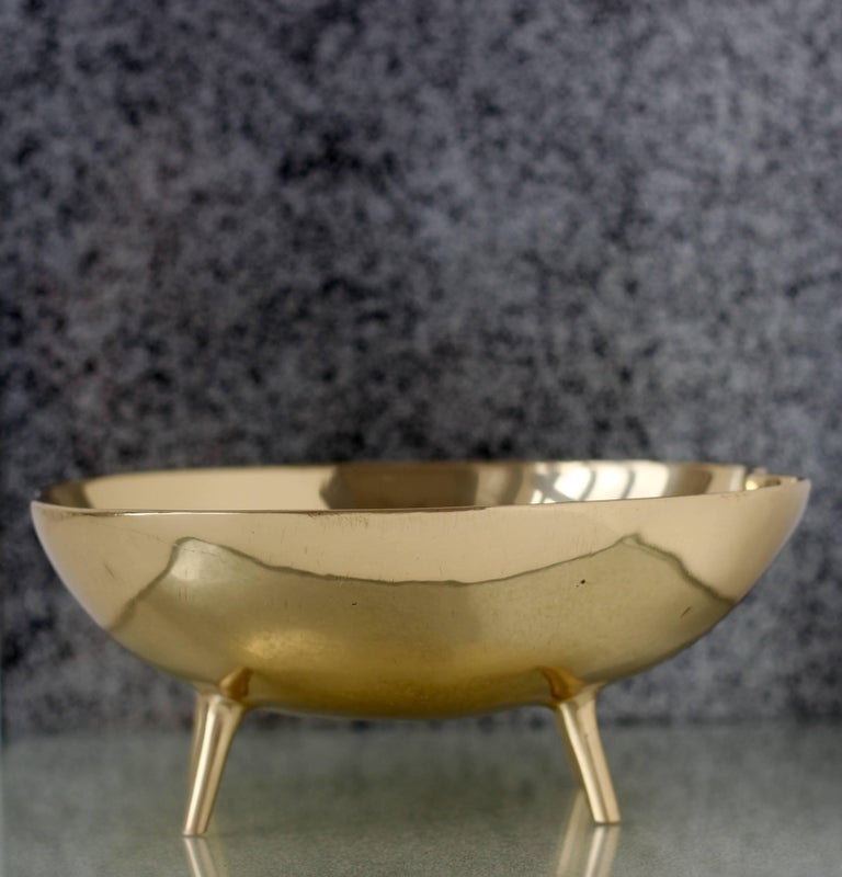Polished Brass Bowl with Legs at 1stDibs