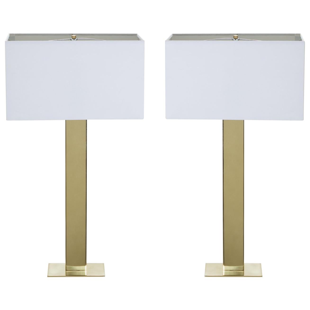 Polished Brass Buffet Lamps, Pair For Sale at 1stDibs