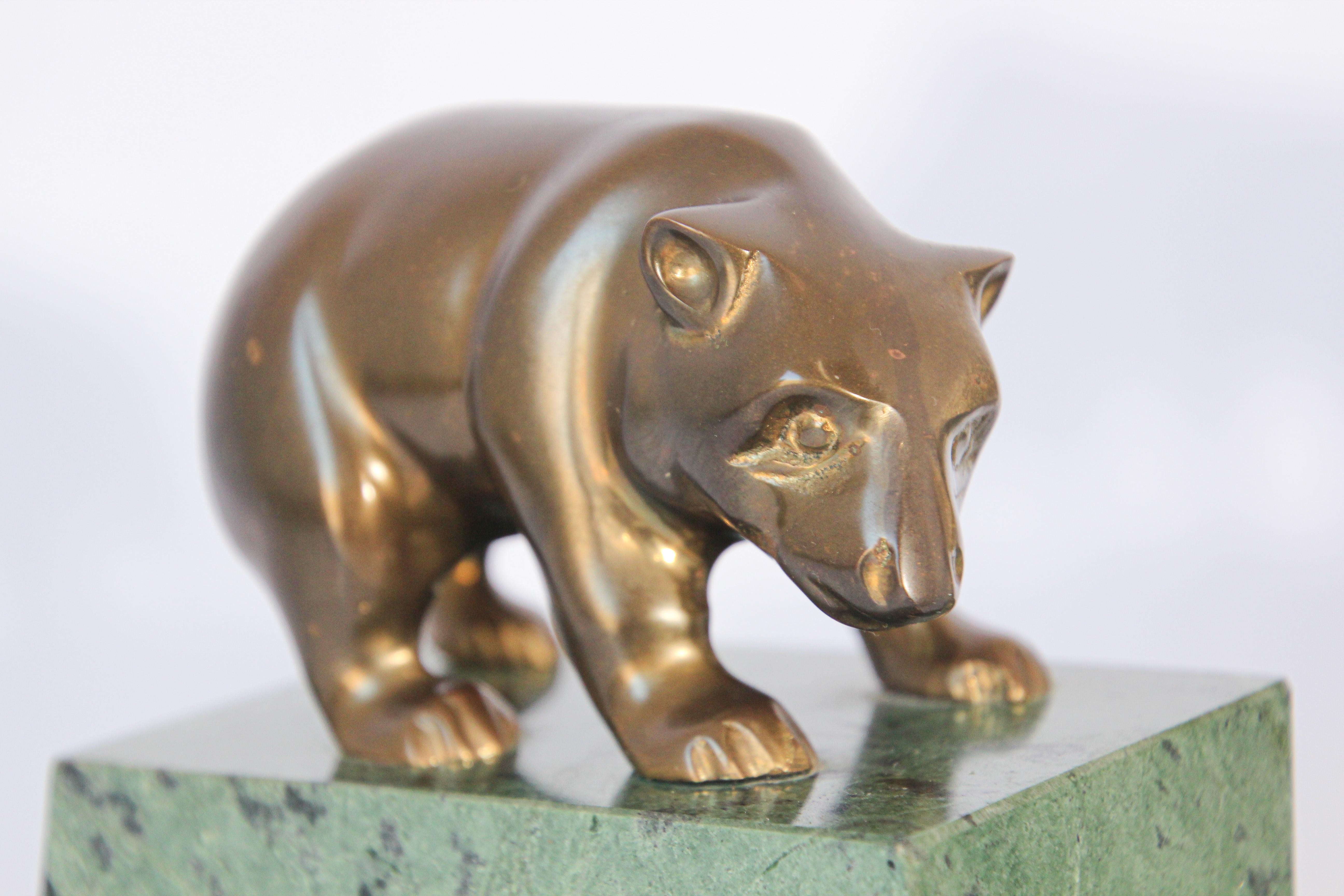 Polished Brass Bull and Bear Bookends Paperweights 4
