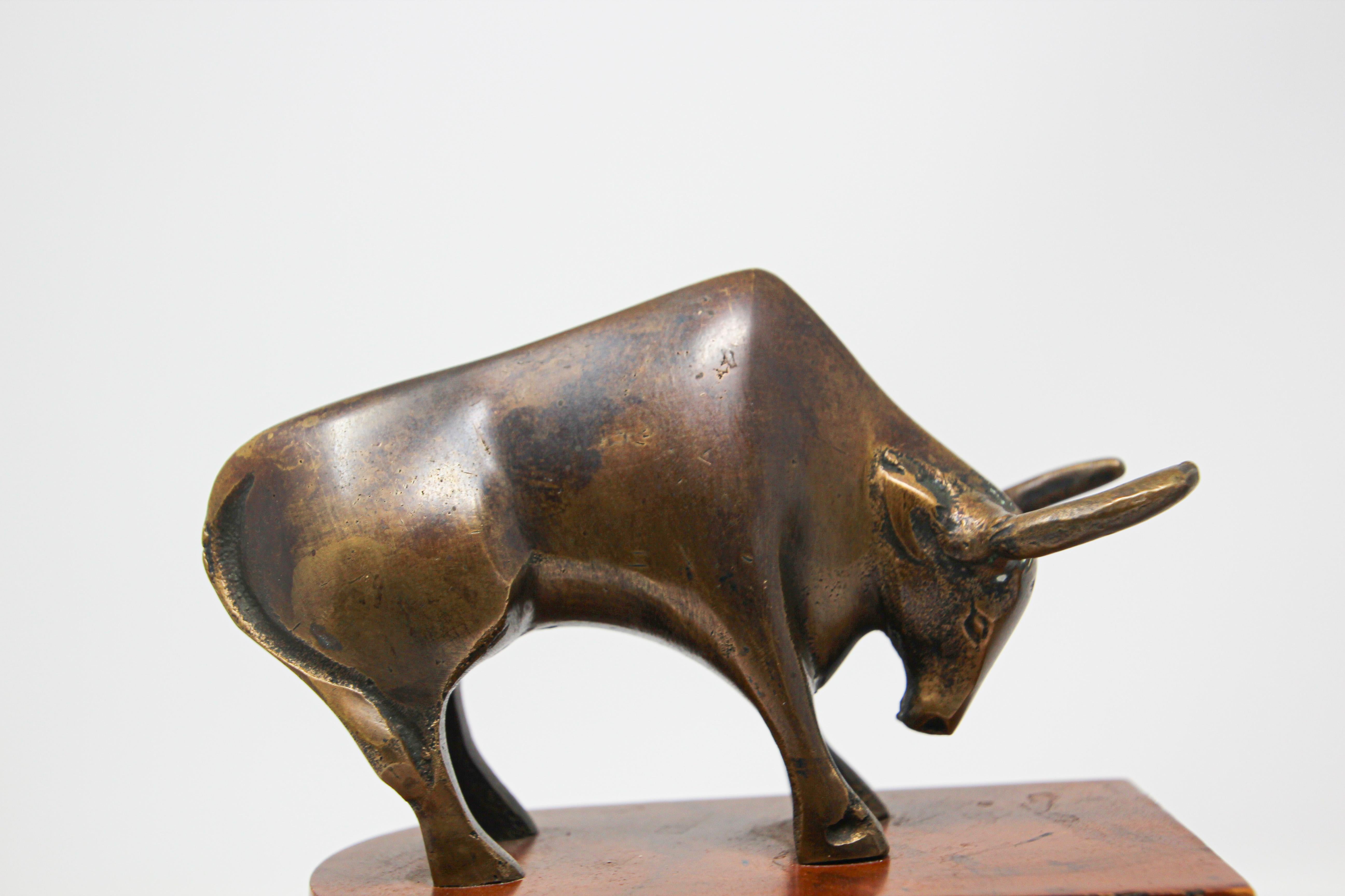 Polished Brass Bull and Bear Bookends Paperweights 2
