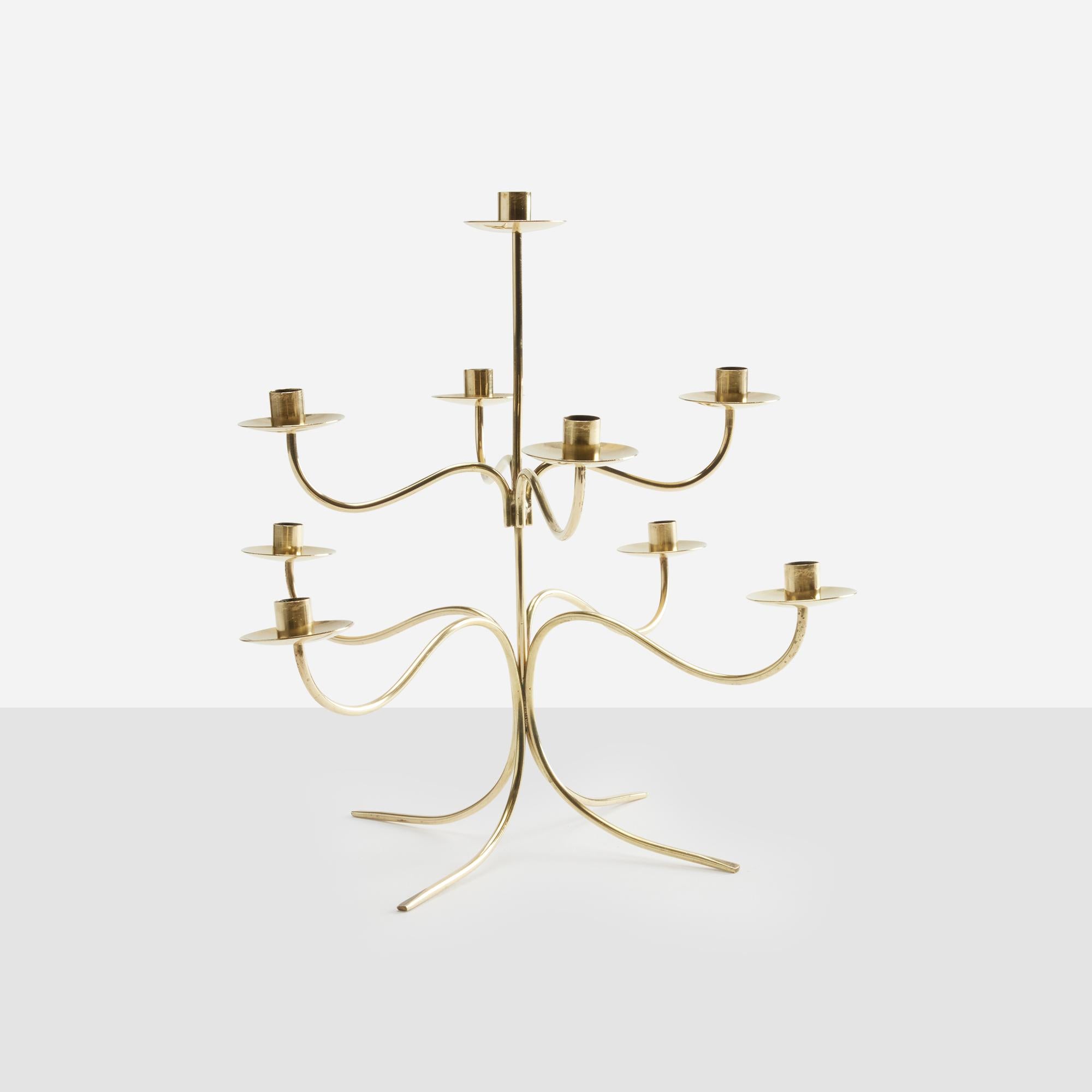 Metà XX secolo Candelabro in ottone lucido di Josef Frank per Svenskt Tenn in vendita