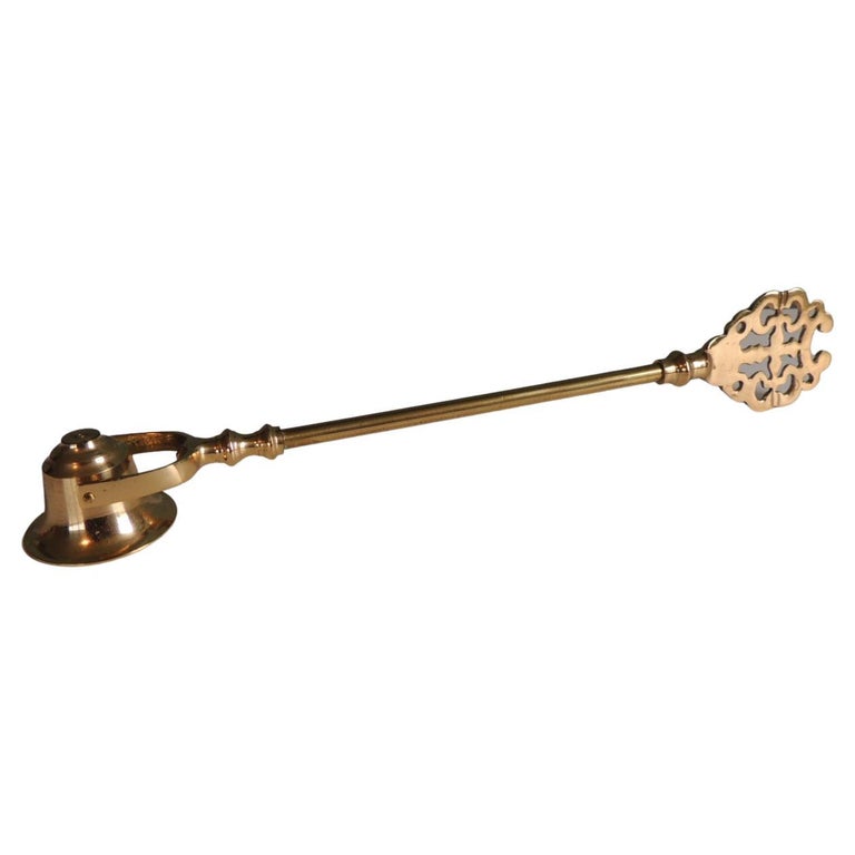 NEW Brass Candle Snuffer with Long Wood Handle 12" Vintage Style 