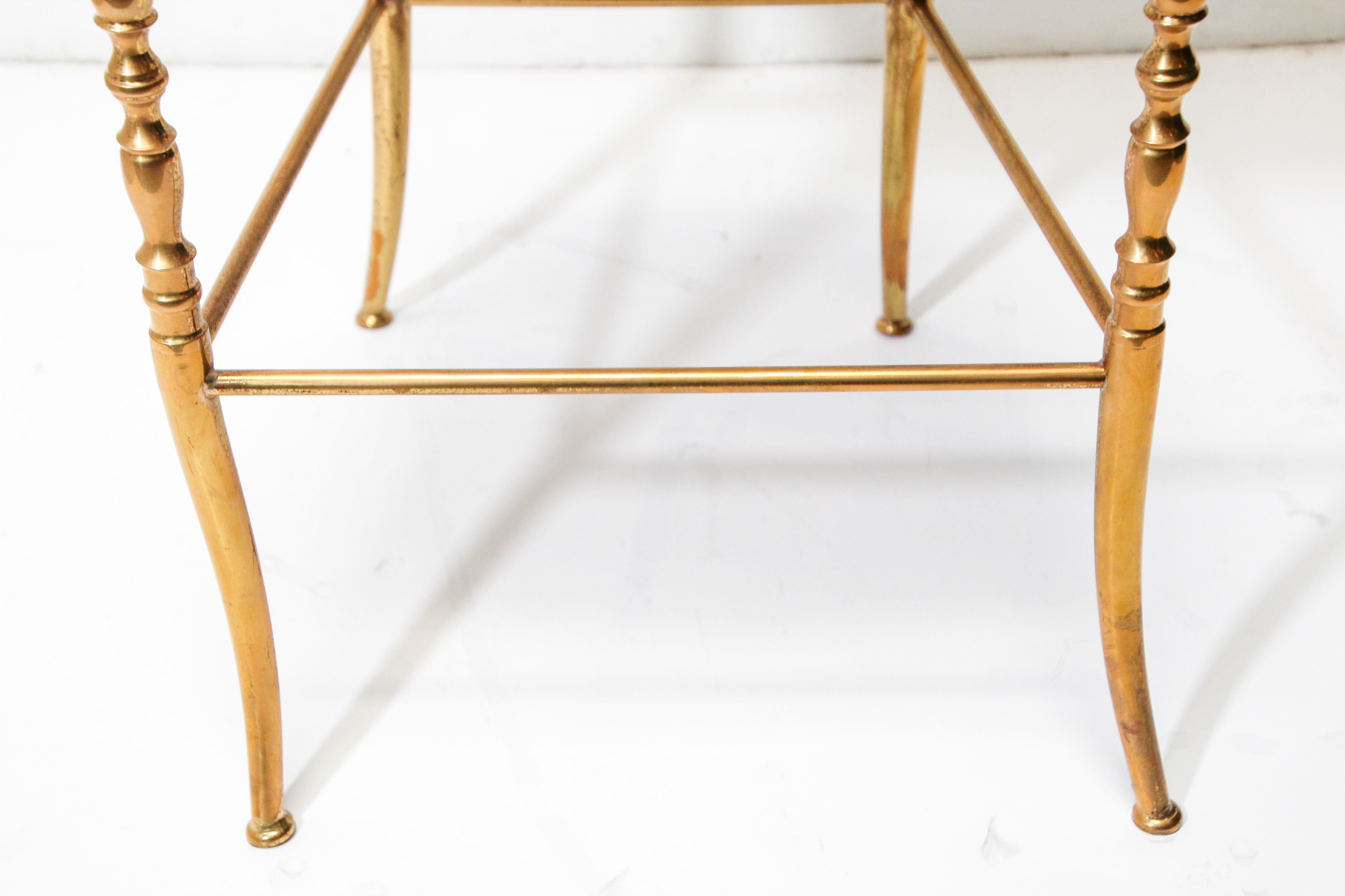 Hand-Crafted Polished Brass Chiavari Chair with Red Velvet, Italy, 1960s For Sale