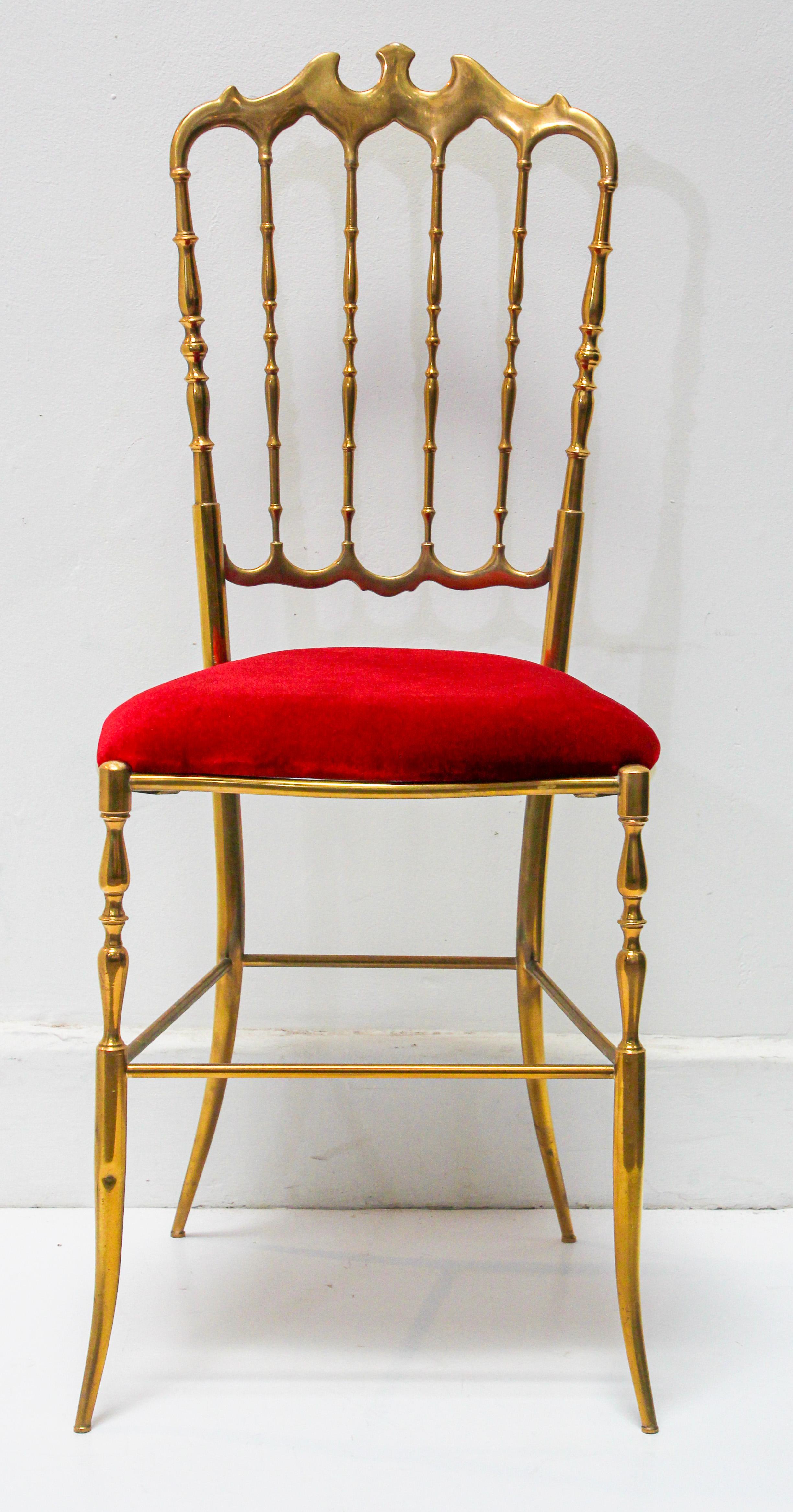 Hollywood Regency Chiavari Chair, Polished Brass Italy, 1960s For Sale
