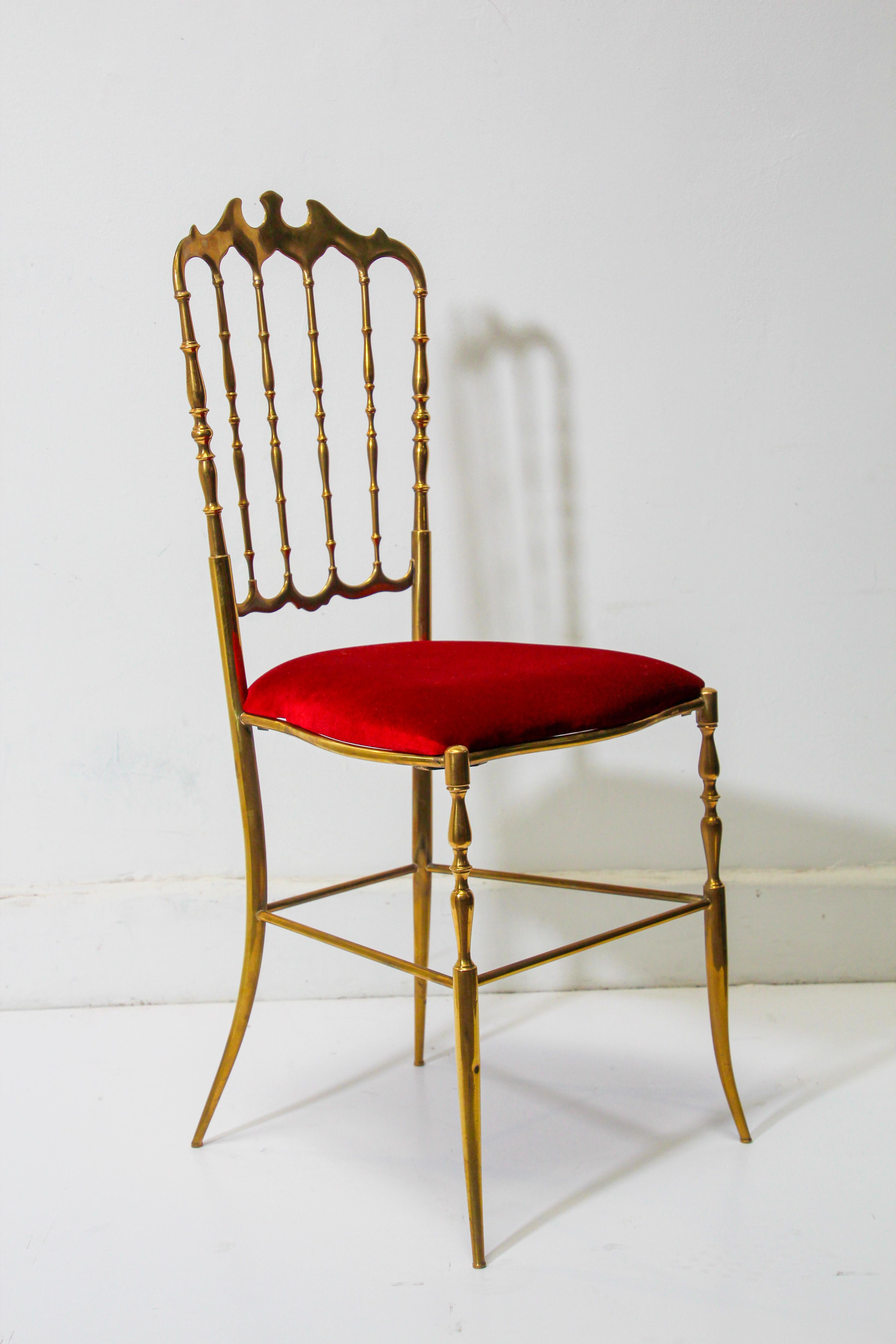 Mid-20th Century Chiavari Chair, Polished Brass Italy, 1960s For Sale