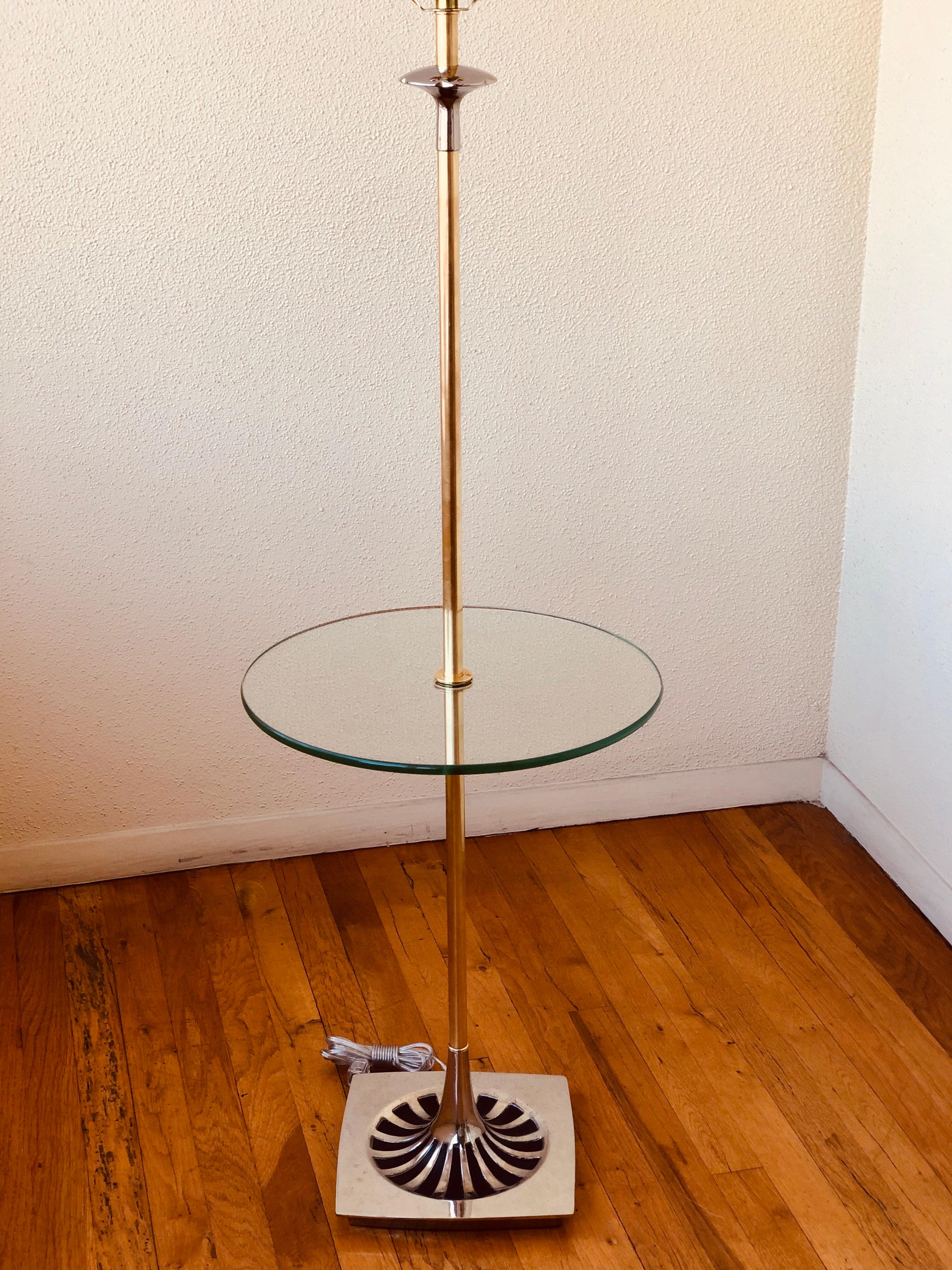 Polished Brass and Chrome Rare Table or Floor Lamp by Laurel Lamp Company In Good Condition In San Diego, CA
