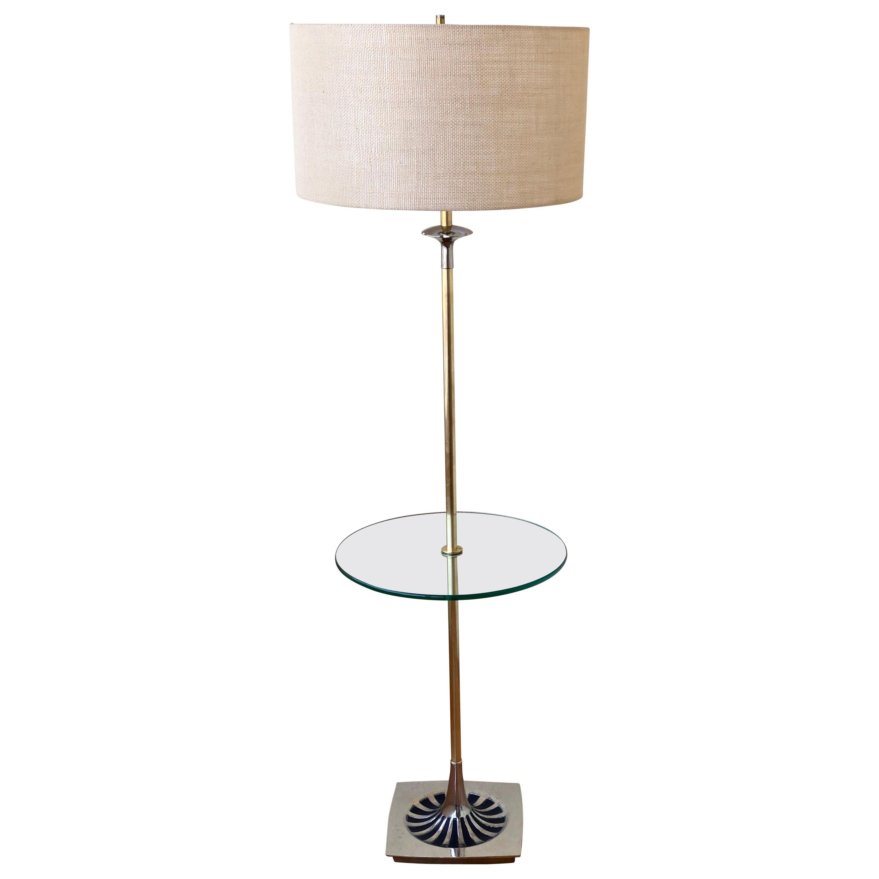 Polished Brass and Chrome Rare Table or Floor Lamp by Laurel Lamp Company