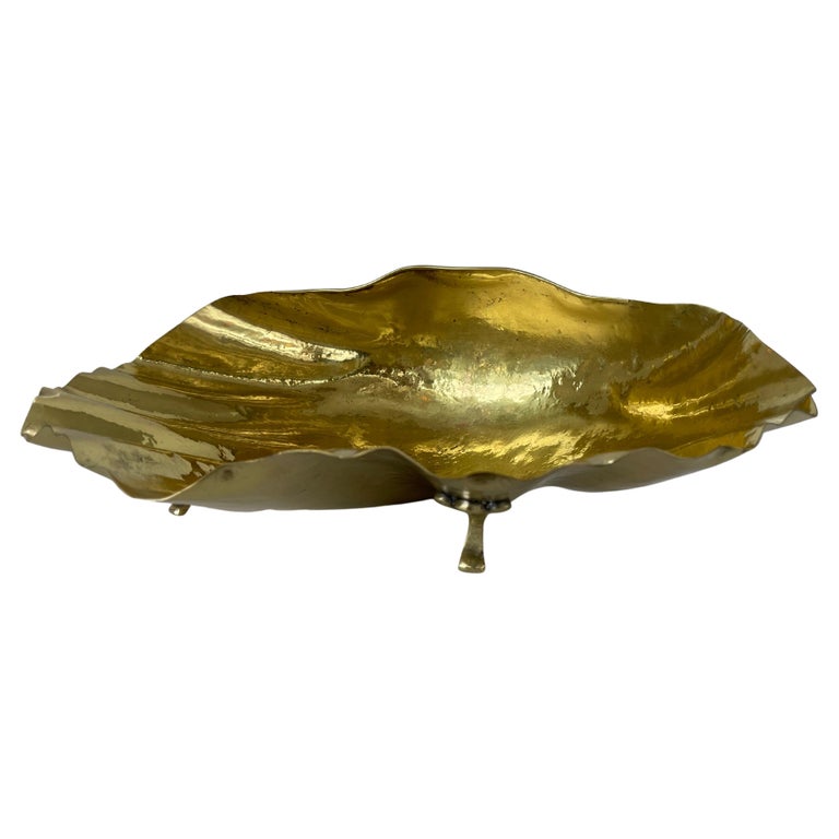 Polished Brass Clamshell Form Compote For Sale at 1stDibs