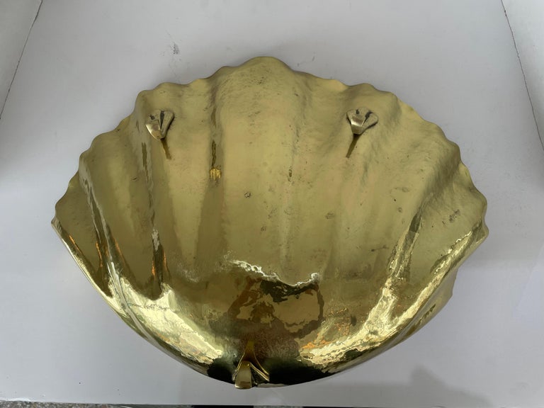Polished Brass Clamshell Form Compote For Sale at 1stDibs