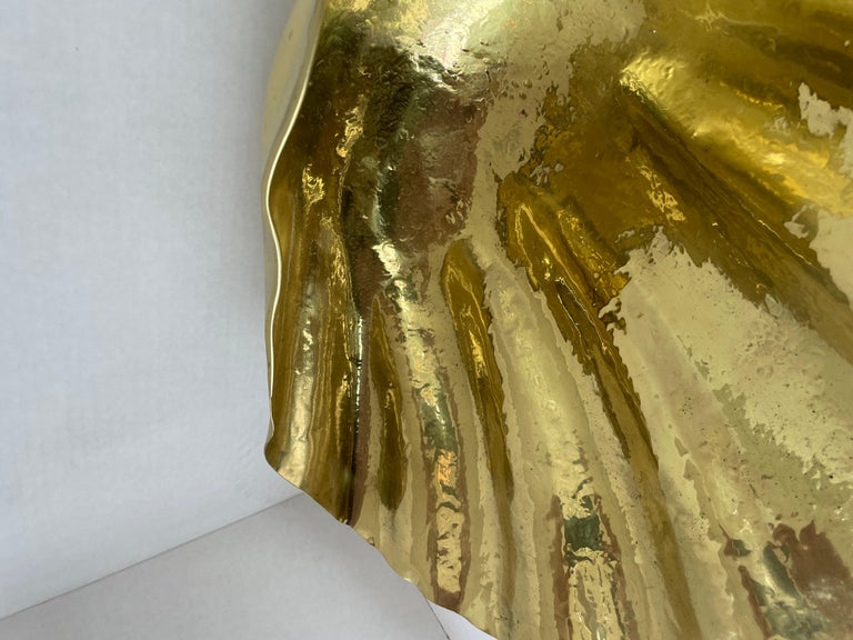 Polished Brass Clamshell Form Compote For Sale at 1stDibs