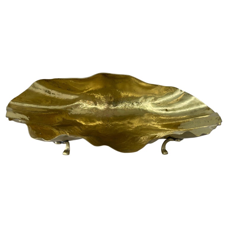 Polished Brass Clamshell Form Compote For Sale at 1stDibs